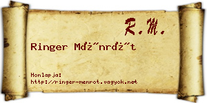 Ringer Ménrót névjegykártya